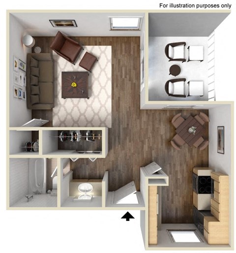 Floor plan for studio, 1 bath, 450 sqft